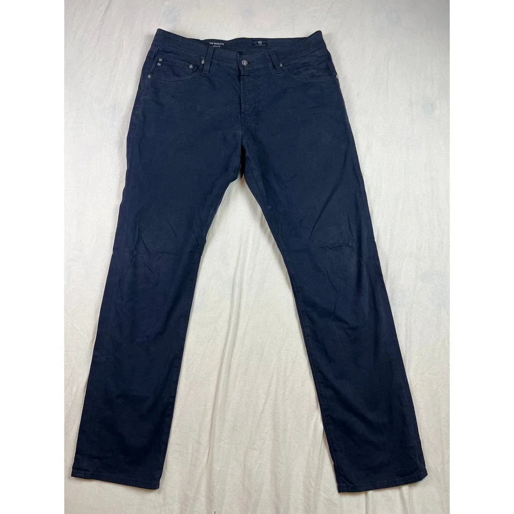 AG Adriano Goldschmied The Graduate Tailored Leg Navy Blue Pants 34x32‎